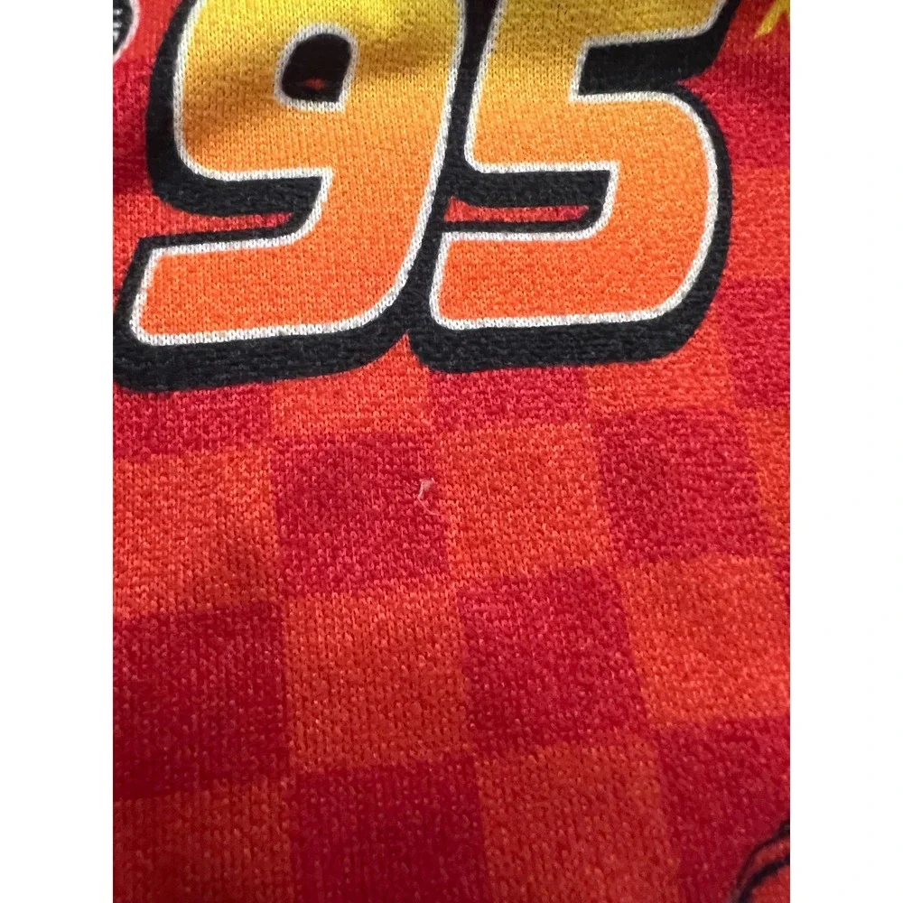VTG Disney Pixar Pajama Set Toddler 3T Red Lightning McQueen 95 Racing Checkered